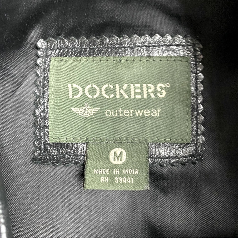 Vintage 90s Dockers Outerwear Black Genuine Leather Jacket M Streetwear Indie - Picture 3 of 12